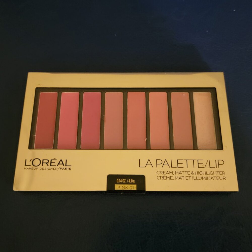 LOREAL LA PALETTE Lip Cream  Matte & Highligther Palette Pink 01 sealed NEW